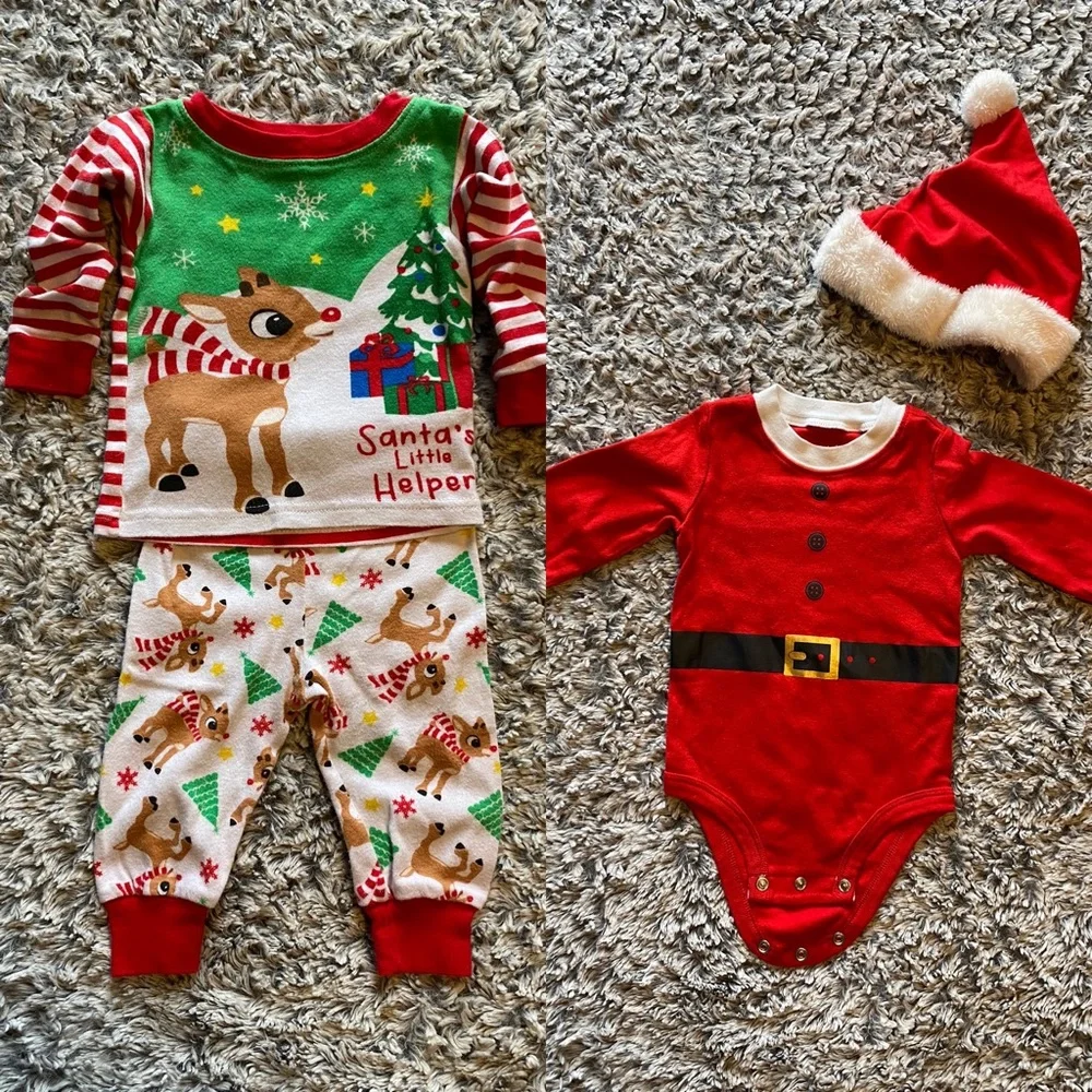 🎄HOLIDAY BUNDLE • Adorable Santa Bodysuit & Hat + Jammies